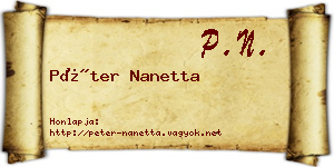 Péter Nanetta névjegykártya